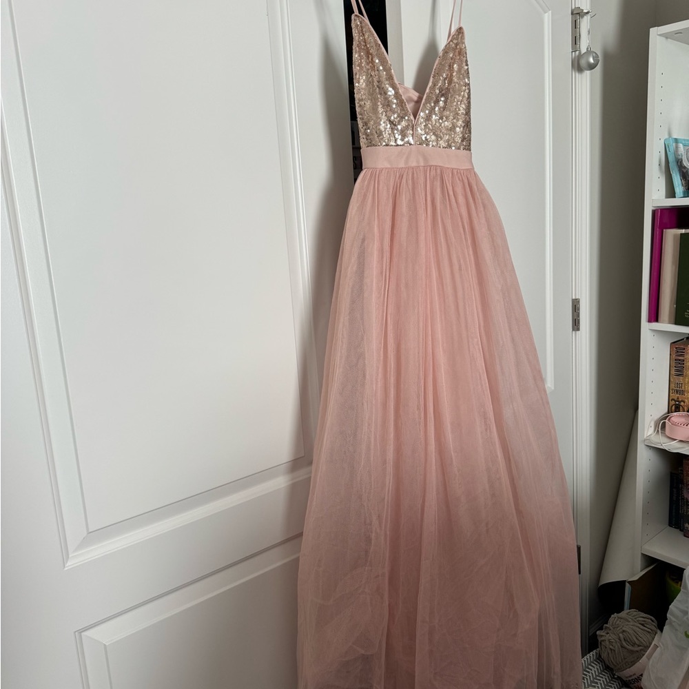 BRAND NEW! Rose gold long sequin top dress size M